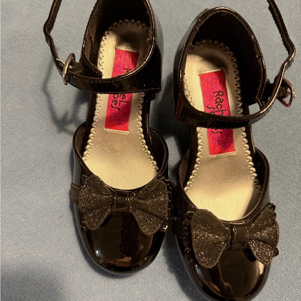 Black Patent Mary Janes with Glitter Bow